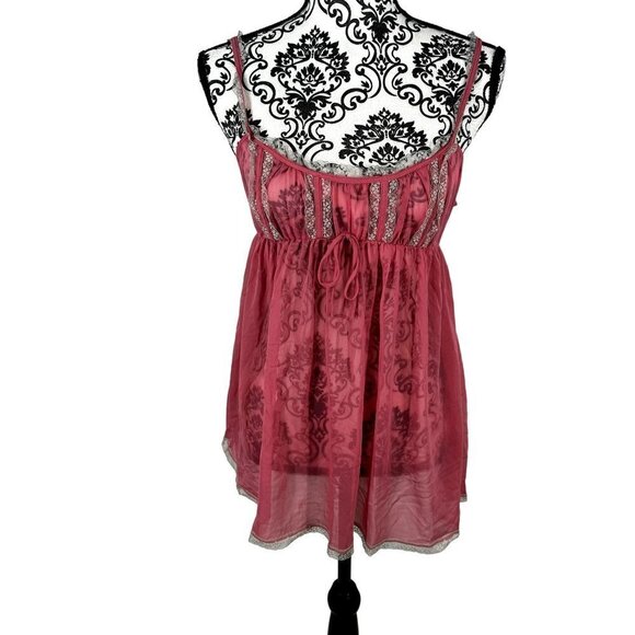 Victoria's Secret Pink Lace Sheer Adjustable Straps Babydoll Lingerie Vintage M - Picture 1 of 7